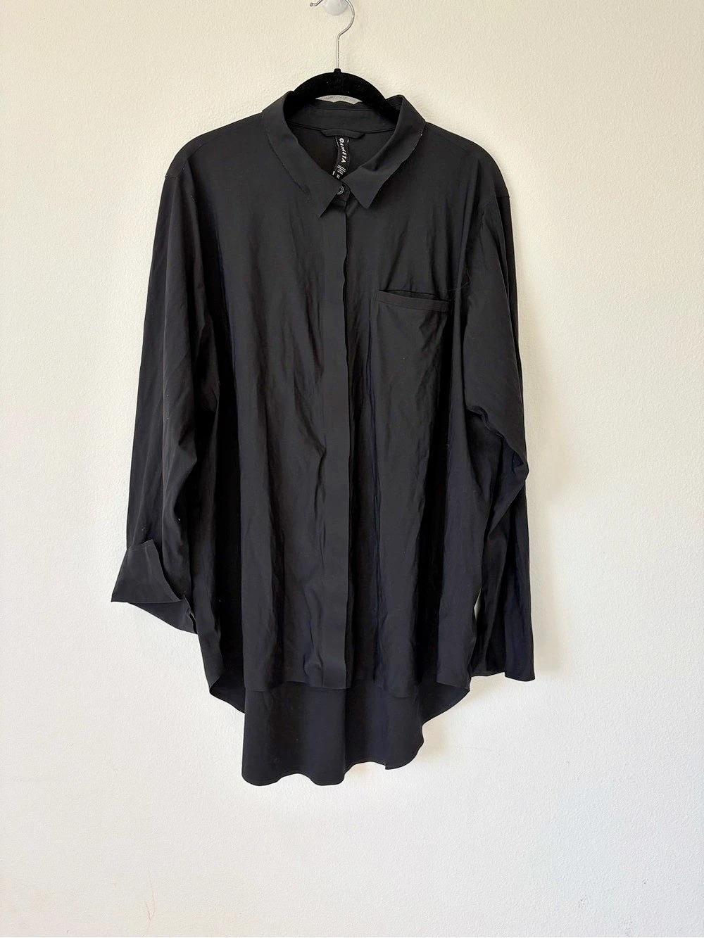 Athleta MVP Button Down Black Shirt Size XL
